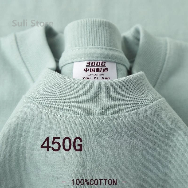 100% Cotton T Shirts Unisex 450G High Quality White T-shirts Tee Shirts Summer Blank Tshirt For Men Camisetas Para Hombre