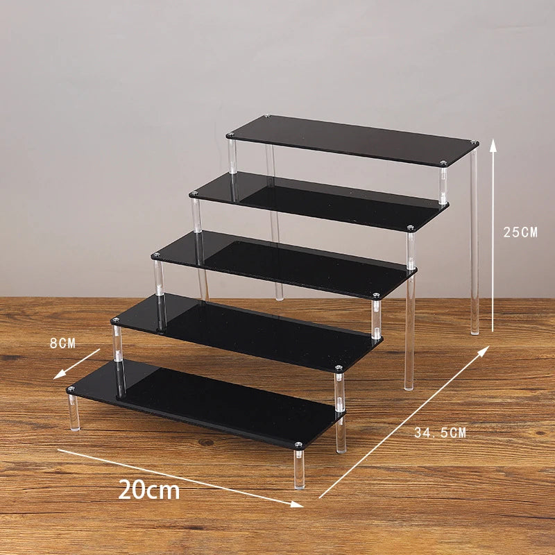 Black Acrylic Riser Display Shelf Perfume Stand Cologne Cupcake Stand for Funko POP Figures Desserts Holder Collection Cosmetic