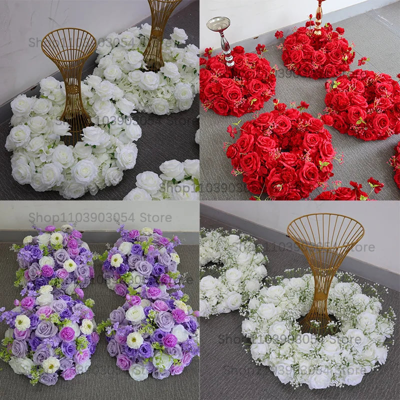 New 70/50/40/30/20cm Wedding Table Centerpiece Flower Wreath, Candlestick Decor, Rose, Green Leaf, Floral Arrangement, Christmas