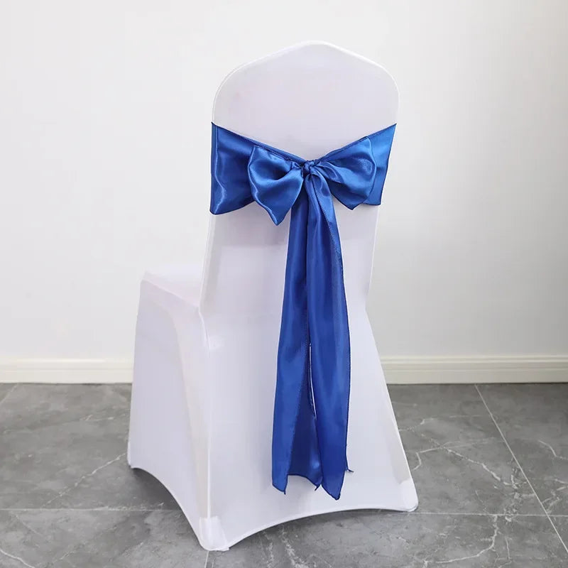 Satin Sash Bow Tie Self-Tie Wedding Decoration Chair - Shiny Look Luxury for Birthday Party Festival Hotel Holiday Dining Room