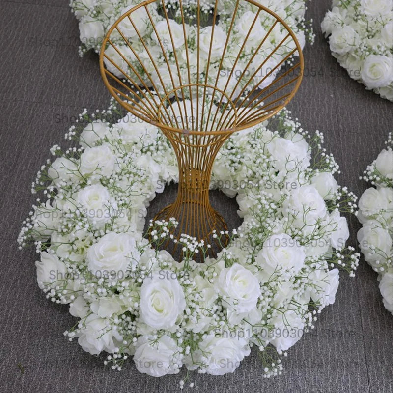 New 70/50/40/30/20cm Wedding Table Centerpiece Flower Wreath, Candlestick Decor, Rose, Green Leaf, Floral Arrangement, Christmas