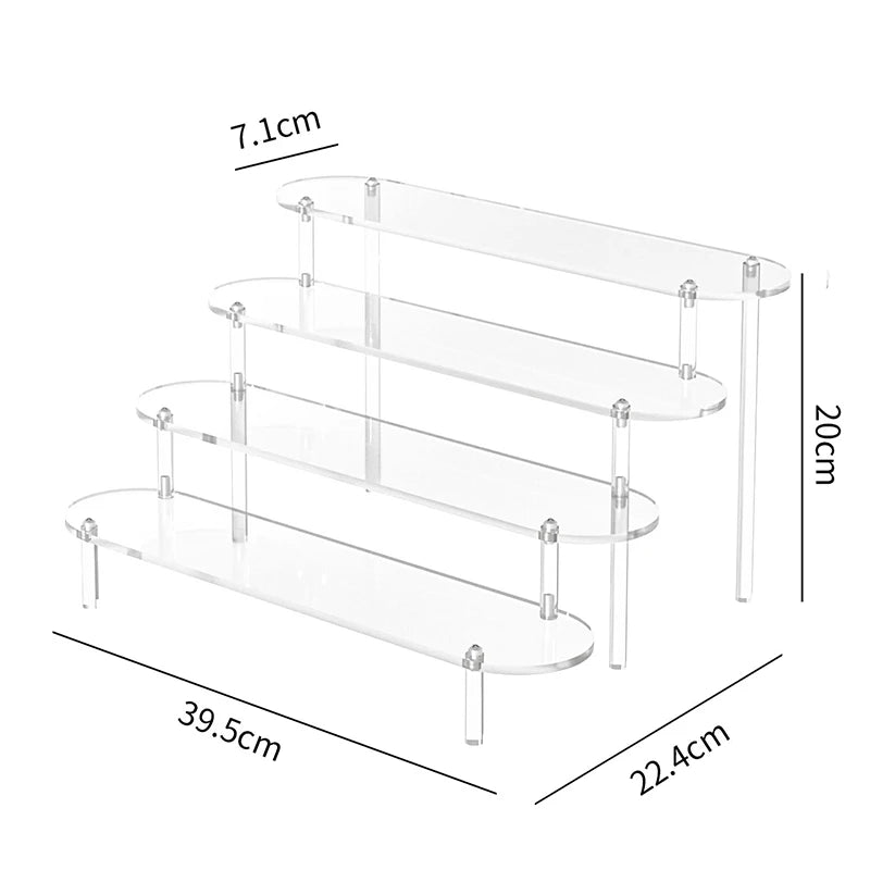 Acrylic Display Stand Rounded Corners Display Shelf Cupcake Perfume Jewelry Organizer Transparent Shelves Storage Organization