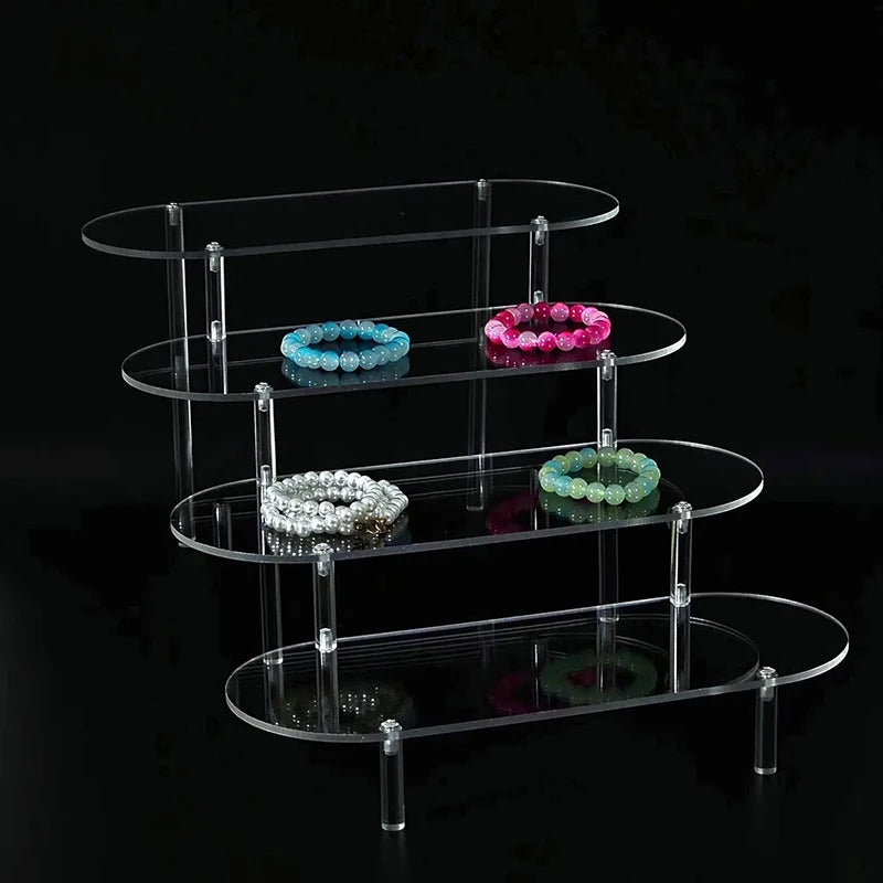 Acrylic Display Stand Rounded Corners Display Shelf Cupcake Perfume Jewelry Organizer Transparent Shelves Storage Organization