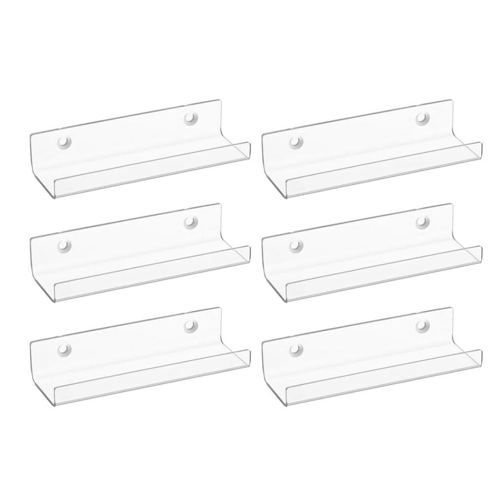 Upsimples 6 Pack CD Display Wall Mount Shelves 4" Vinyl Holder Record Storage Acrylic Floating Shelves Wall Decor Kids Books