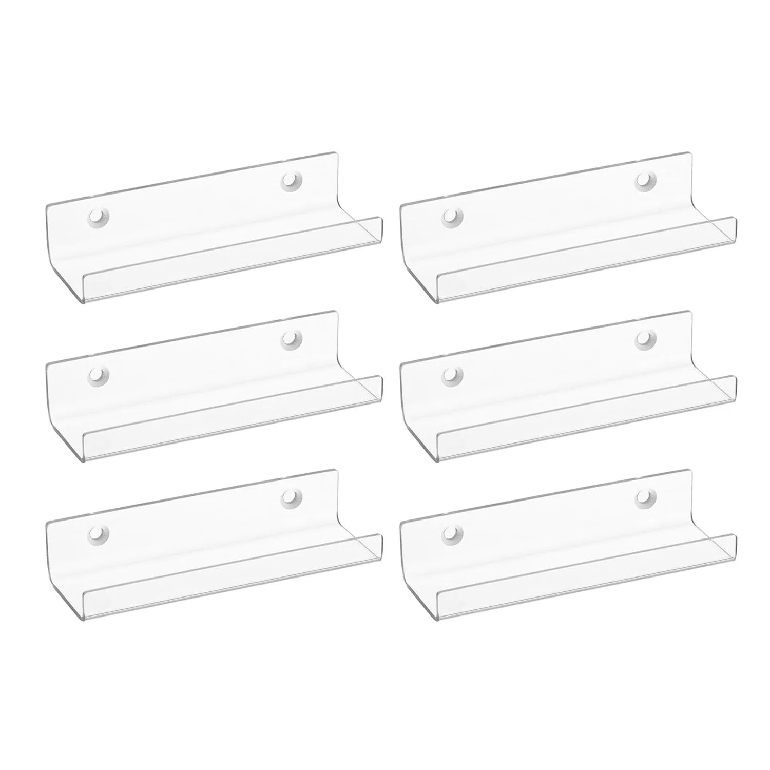 Upsimples 6 Pack CD Display Wall Mount Shelves 4" Vinyl Holder Record Storage Acrylic Floating Shelves Wall Decor Kids Books