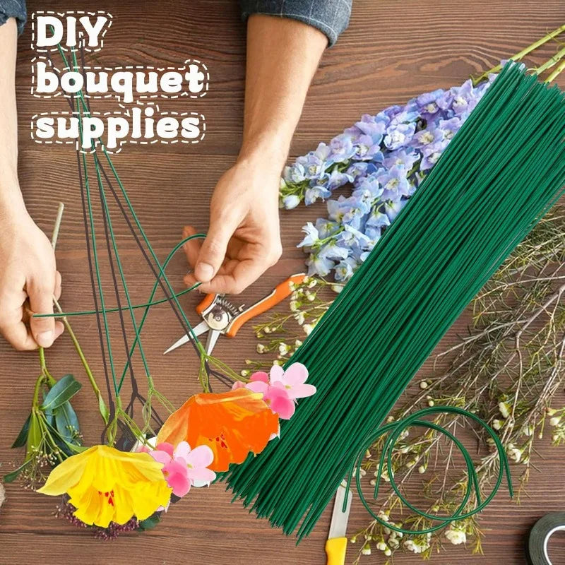 50-100Pcs Green Floral Wire Stems Flexible Iron For DIY Bouquets Flower Arrangement Crafting Supplies Wedding Party Home Decor