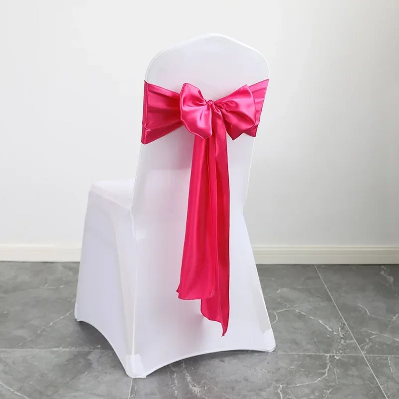 Satin Sash Bow Tie Self-Tie Wedding Decoration Chair - Shiny Look Luxury for Birthday Party Festival Hotel Holiday Dining Room