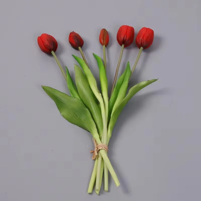 5pcs/Bouquet New Silicone Tulip Artificial Flower 40cm Real Touch Fake Plant B For Wedding Decoration Home Garen Acceeeories