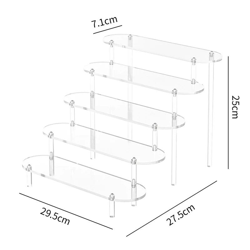 Acrylic Display Stand Rounded Corners Display Shelf Cupcake Perfume Jewelry Organizer Transparent Shelves Storage Organization
