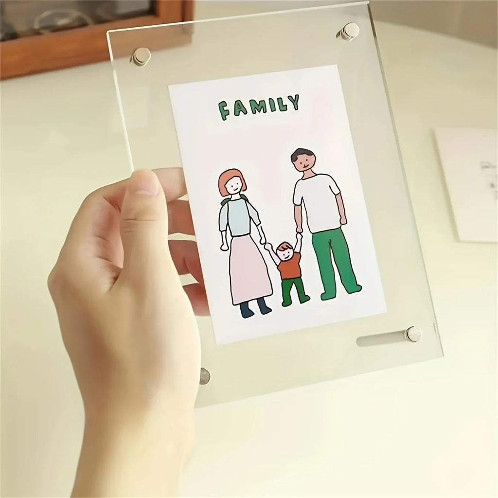 1 Pack of 5-10 Inch A4/A5 Acrylic Photo Frame Classic Tilted Desktop Display Stand for Photo Home Decoration