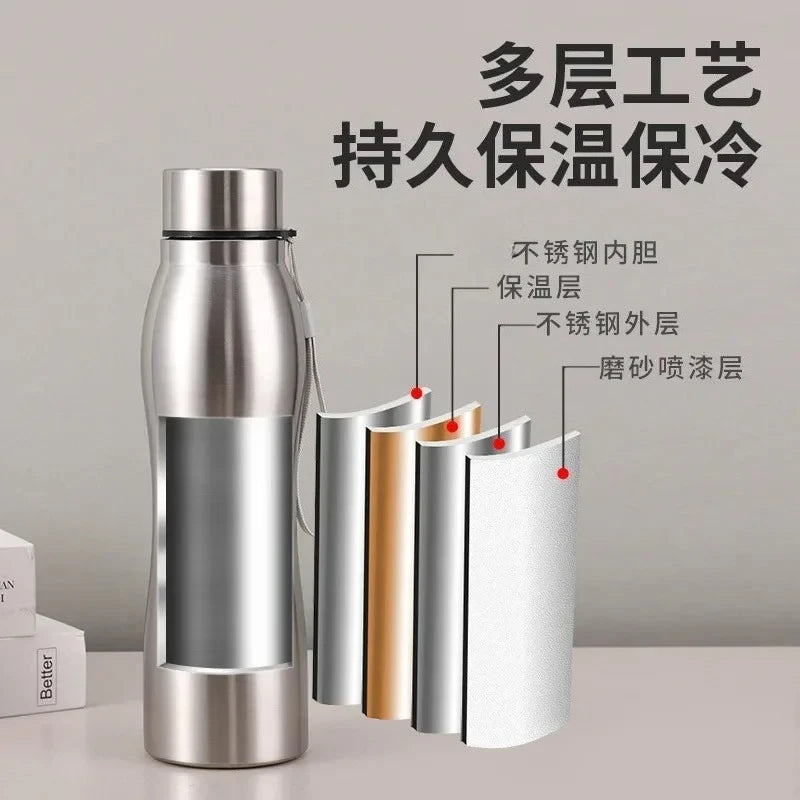High Quality 1000ml Stainless Steel Sport Water Bottle Single-layer Rugged Water Cup Metal Flask Drinkware Camping Sports Gym