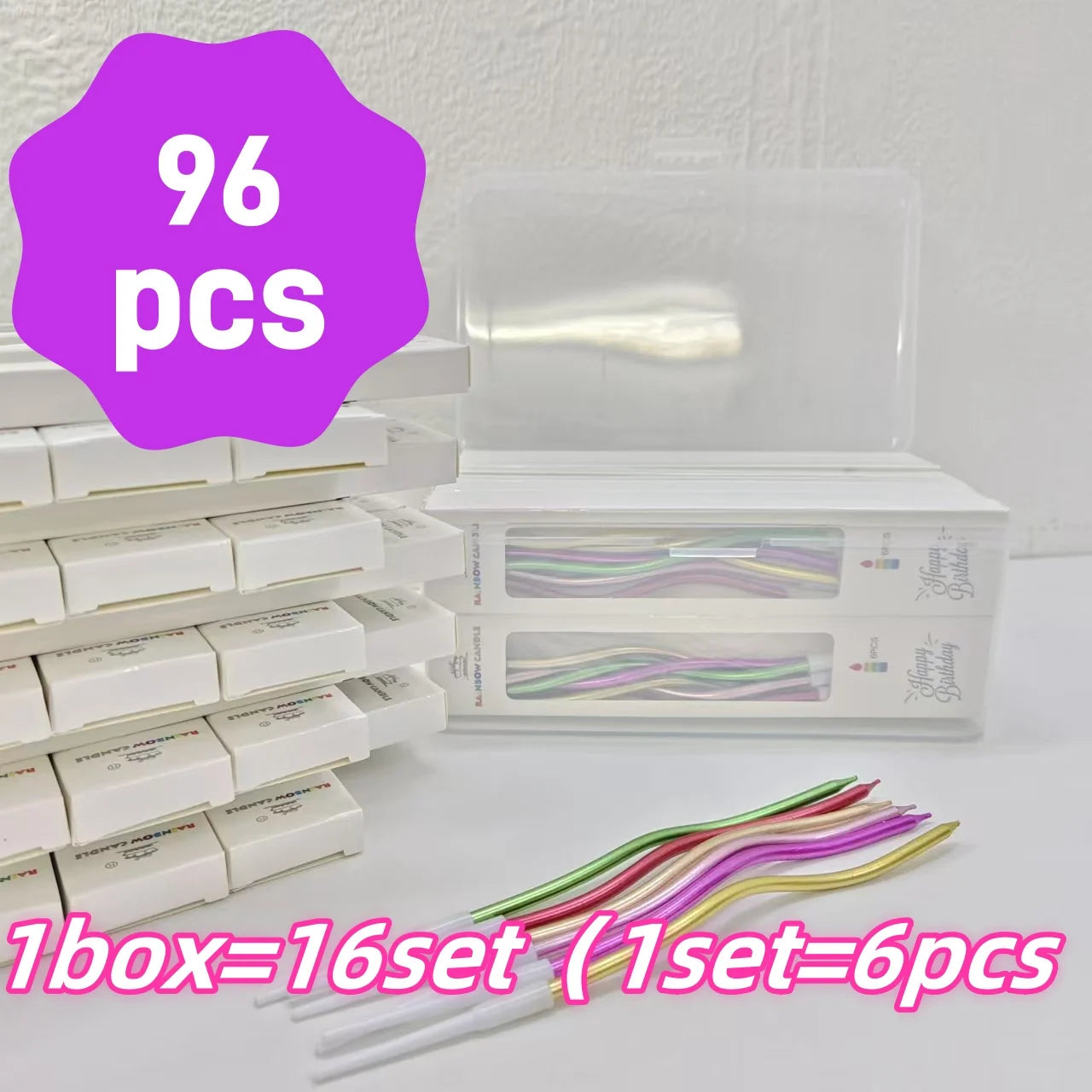 12/48pcs/1case Birthday Candles Spiral Cake Candles Long Thin Cake Candles For Wedding Party And Cake Decoration