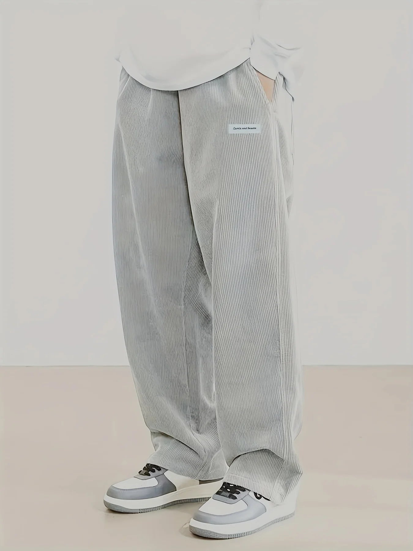 Men's corduroy loose European size hanging multi-functional casual straight leg pants, suitable for daily travel