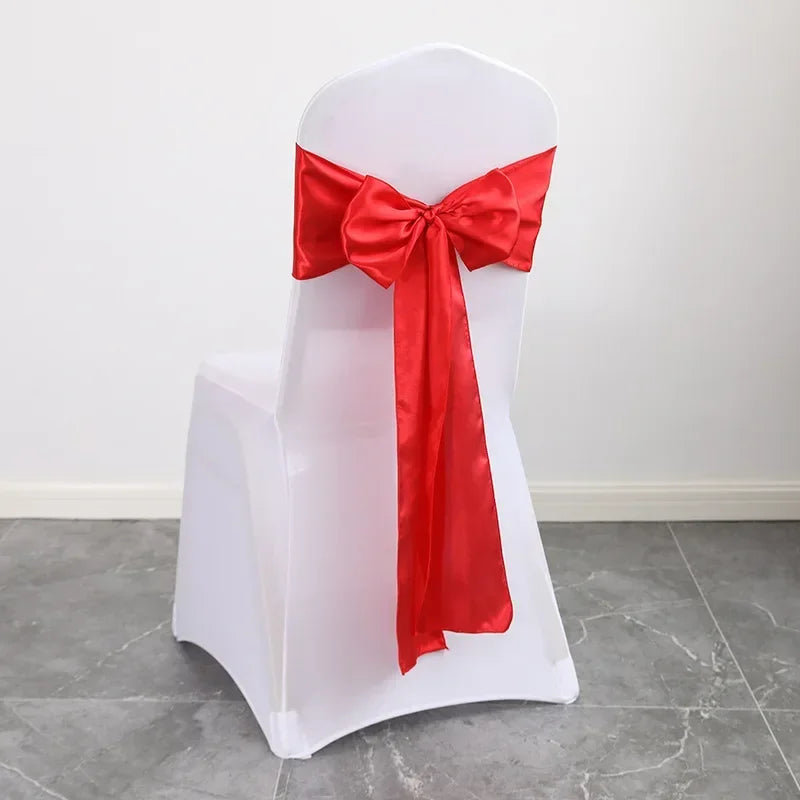 Satin Sash Bow Tie Self-Tie Wedding Decoration Chair - Shiny Look Luxury for Birthday Party Festival Hotel Holiday Dining Room