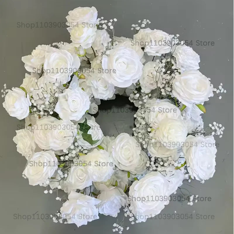 New 70/50/40/30/20cm Wedding Table Centerpiece Flower Wreath, Candlestick Decor, Rose, Green Leaf, Floral Arrangement, Christmas