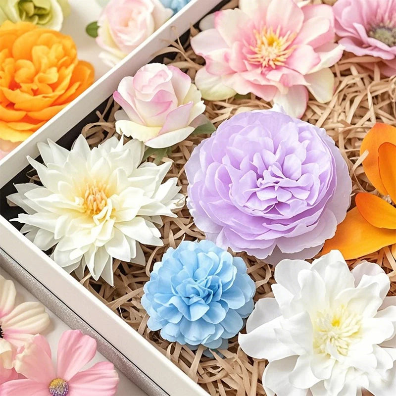 20/52Pcs Mini Random Mix Artificial Flowers Silk Fake Flowers for Home Decor DIY Craft Gifts Accessories Bride Wedding Decor