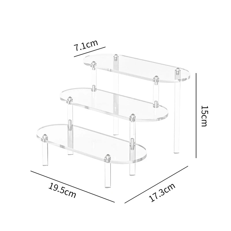 Acrylic Display Stand Rounded Corners Display Shelf Cupcake Perfume Jewelry Organizer Transparent Shelves Storage Organization