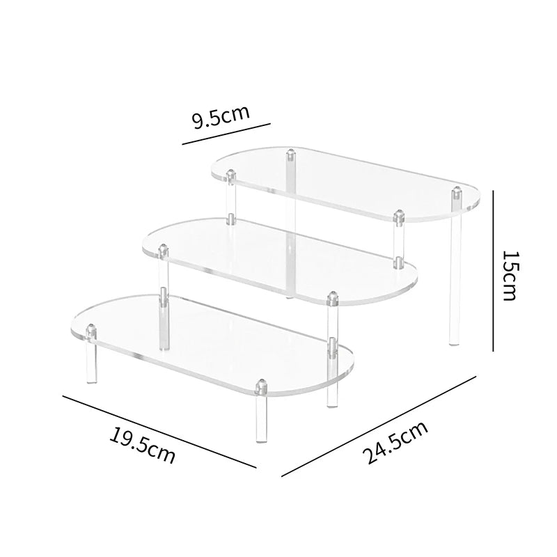Acrylic Display Stand Rounded Corners Display Shelf Cupcake Perfume Jewelry Organizer Transparent Shelves Storage Organization
