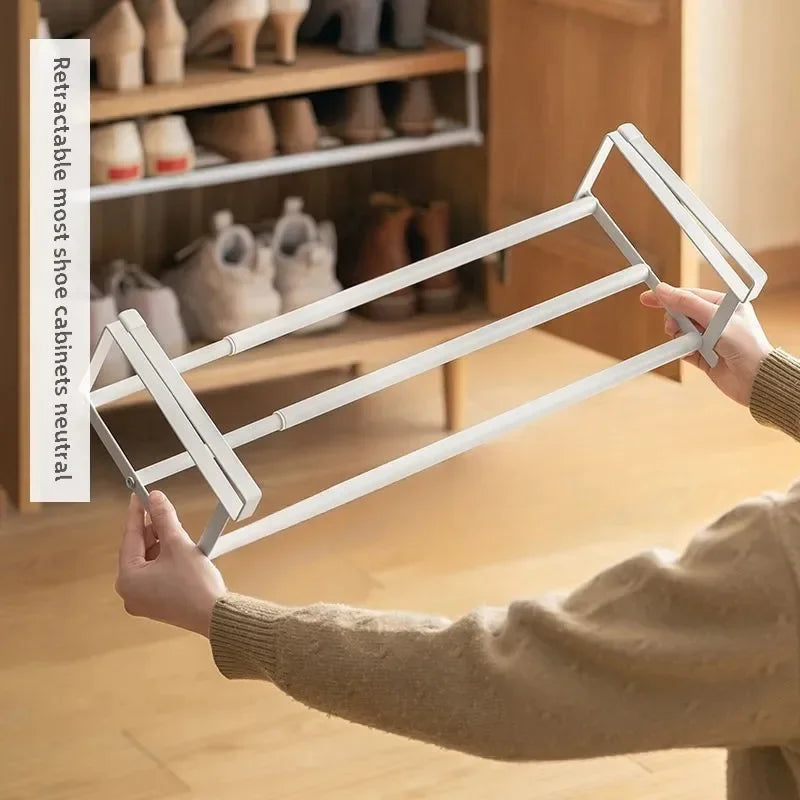 Adjustable Shoe Rack | Space-Saving Layered Organizer For Home Shoe Cabinets | Under-Shelf Shoe Holder With Hanging Basket