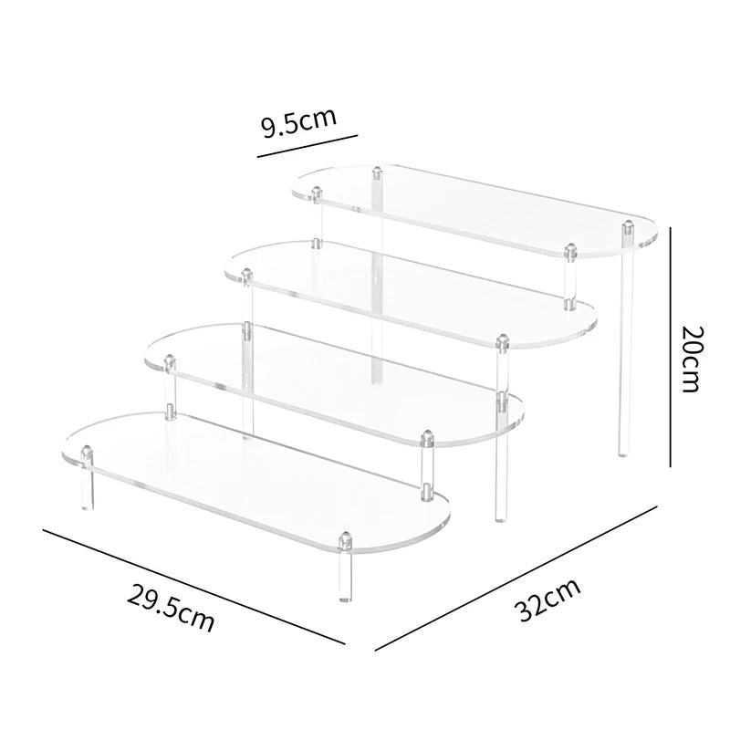 Acrylic Display Stand Rounded Corners Display Shelf Cupcake Perfume Jewelry Organizer Transparent Shelves Storage Organization
