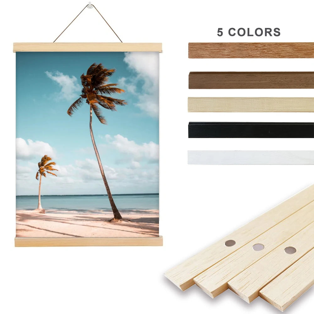 Magnetic Frames Teak Pine Wood Picture Poster Hanger Frame For Wall Art Canvas Print Painting Kids Room Home Decor 30x40 40x60CM
