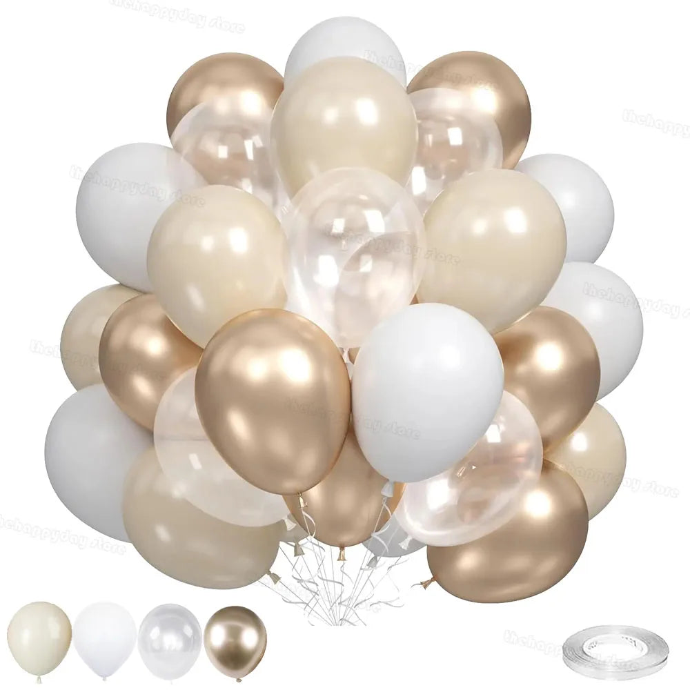 40Pcs Boho Pink Sand White Latex Balloons 10inch Metal Chrome Gold Balloons for Birthday Wedding Baby Shower Party Decor Globos