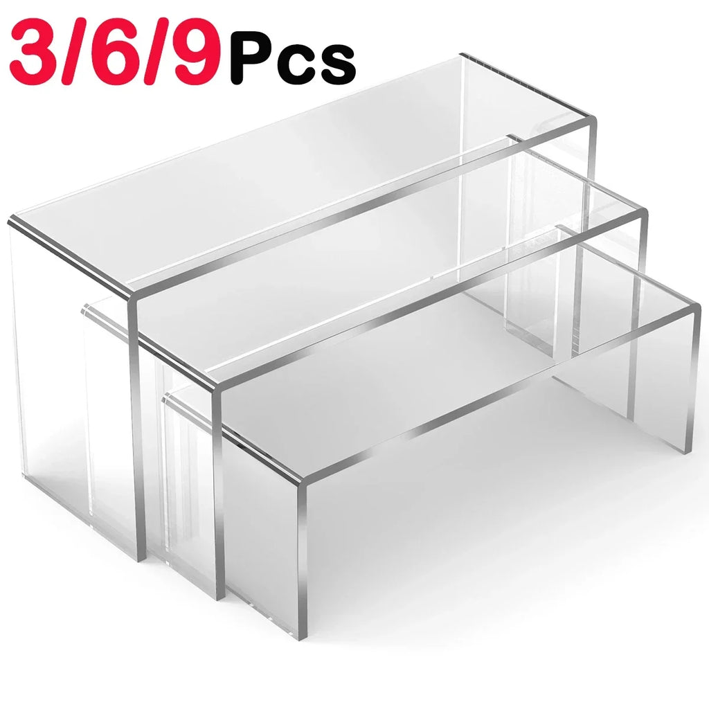 3/6/9/12Pcs Acrylic Display Stand Multifunctional Transparently Mini Model Storage Rack for Perfume Doll Jewelry Decor Organzier
