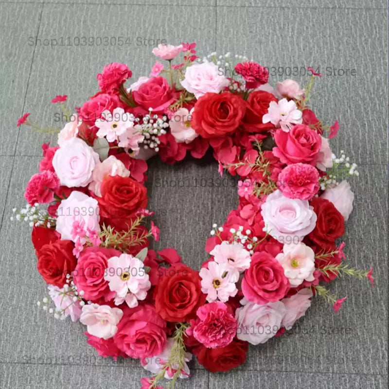 New 70/50/40/30/20cm Wedding Table Centerpiece Flower Wreath, Candlestick Decor, Rose, Green Leaf, Floral Arrangement, Christmas