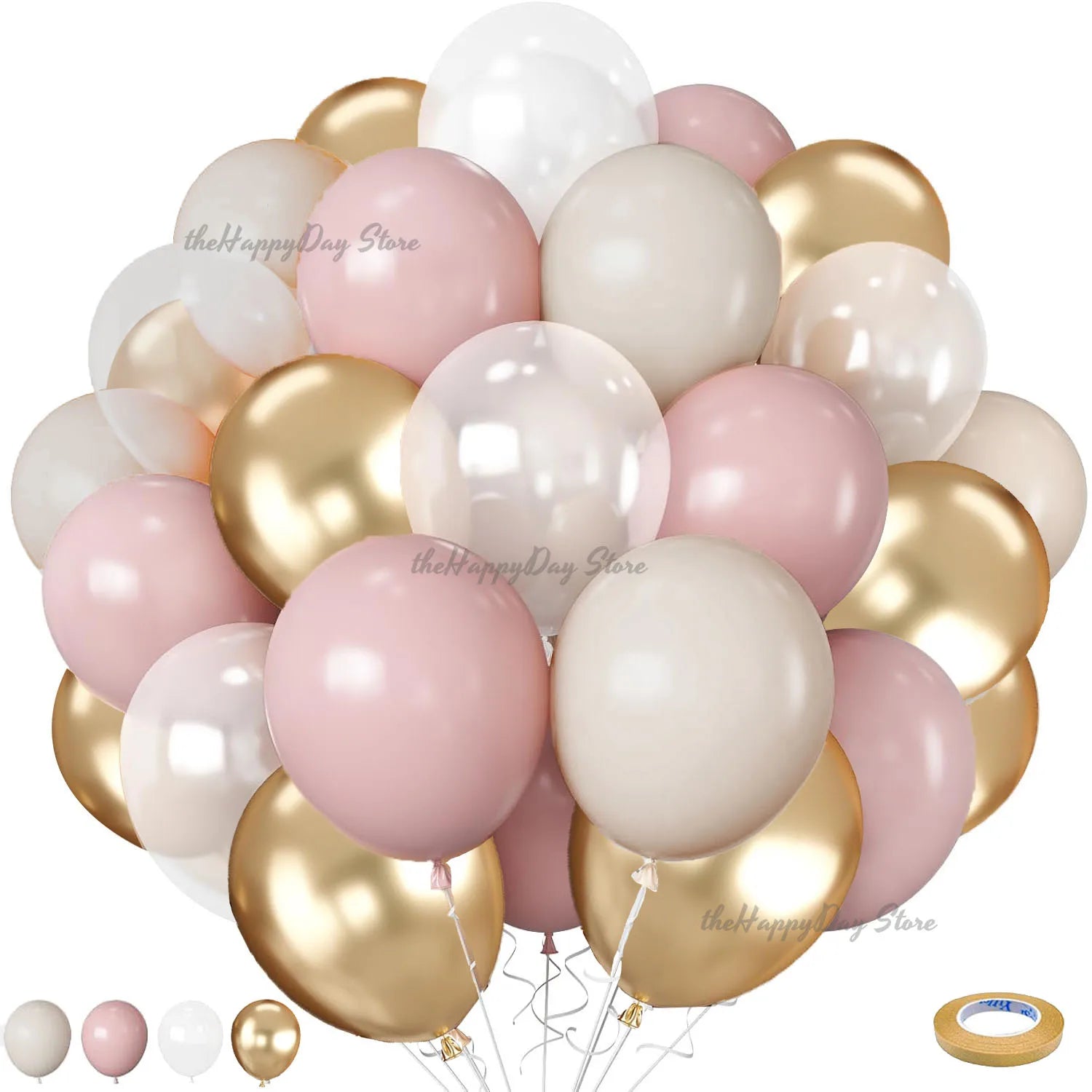 40Pcs Boho Pink Sand White Latex Balloons 10inch Metal Chrome Gold Balloons for Birthday Wedding Baby Shower Party Decor Globos