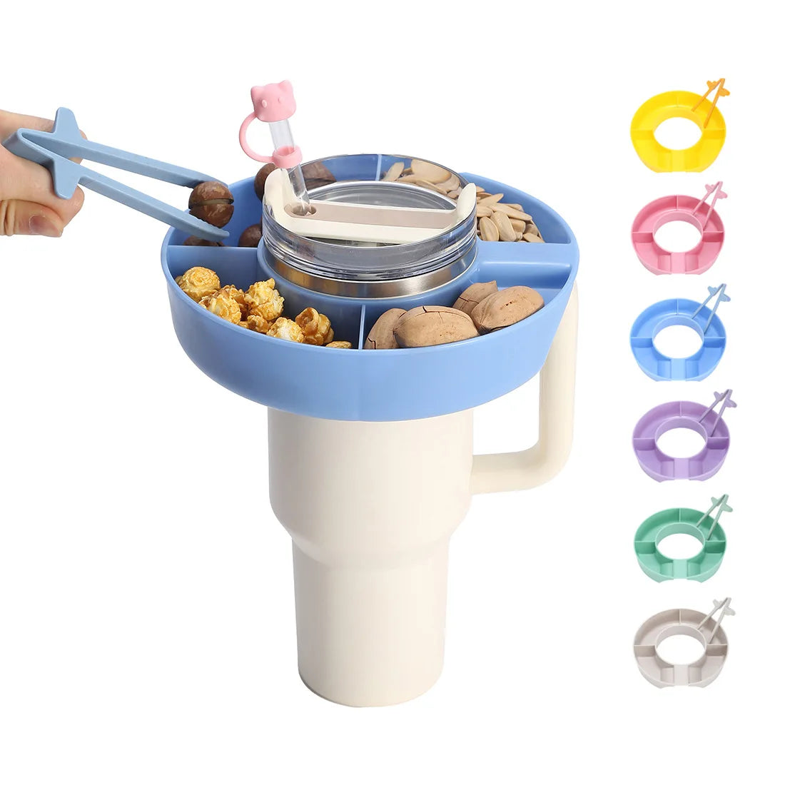 Snack Bowl for Stanley 40oz Tumbler with Handle Snack Tray with 4 Compartment Compatible Outdoor Activities Cup Accessories