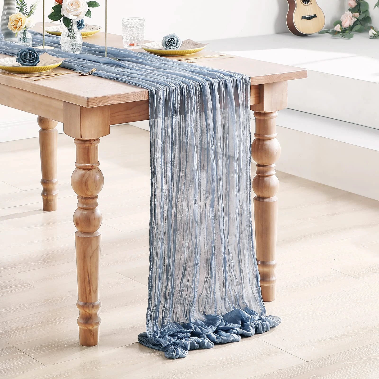Semi-Sheer Gauze Table Runner Sage Cheesecloth Table Setting Dining Vintage Wedding Party Christmas Banquets Arches Cake Decor