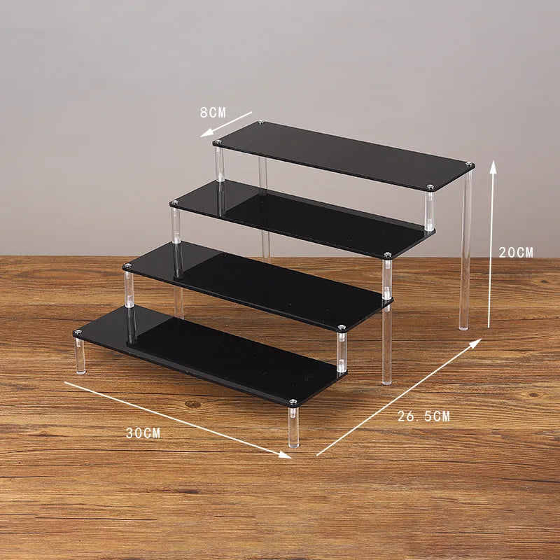 Black Acrylic Riser Display Shelf Perfume Stand Cologne Cupcake Stand for Funko POP Figures Desserts Holder Collection Cosmetic