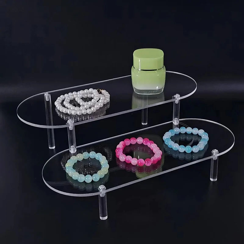 Acrylic Display Stand Rounded Corners Display Shelf Cupcake Perfume Jewelry Organizer Transparent Shelves Storage Organization