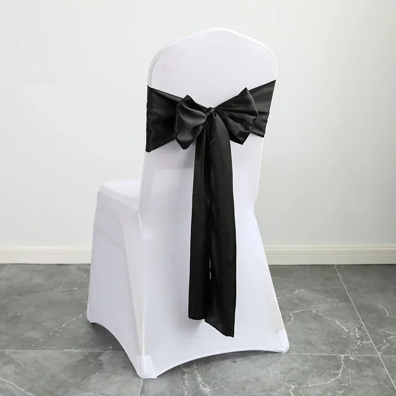 Satin Sash Bow Tie Self-Tie Wedding Decoration Chair - Shiny Look Luxury for Birthday Party Festival Hotel Holiday Dining Room