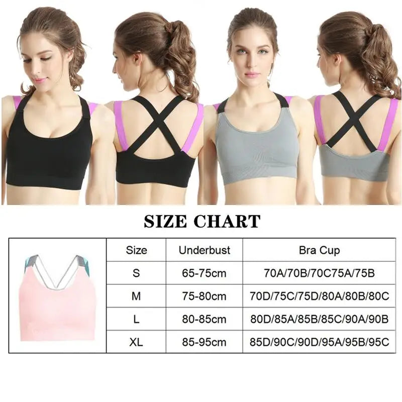 Color Blocked Cross Beautiful back Sports Bra Without Steel Ring Yoga Vest Professional Shock Resistant Running Fitness Bralette