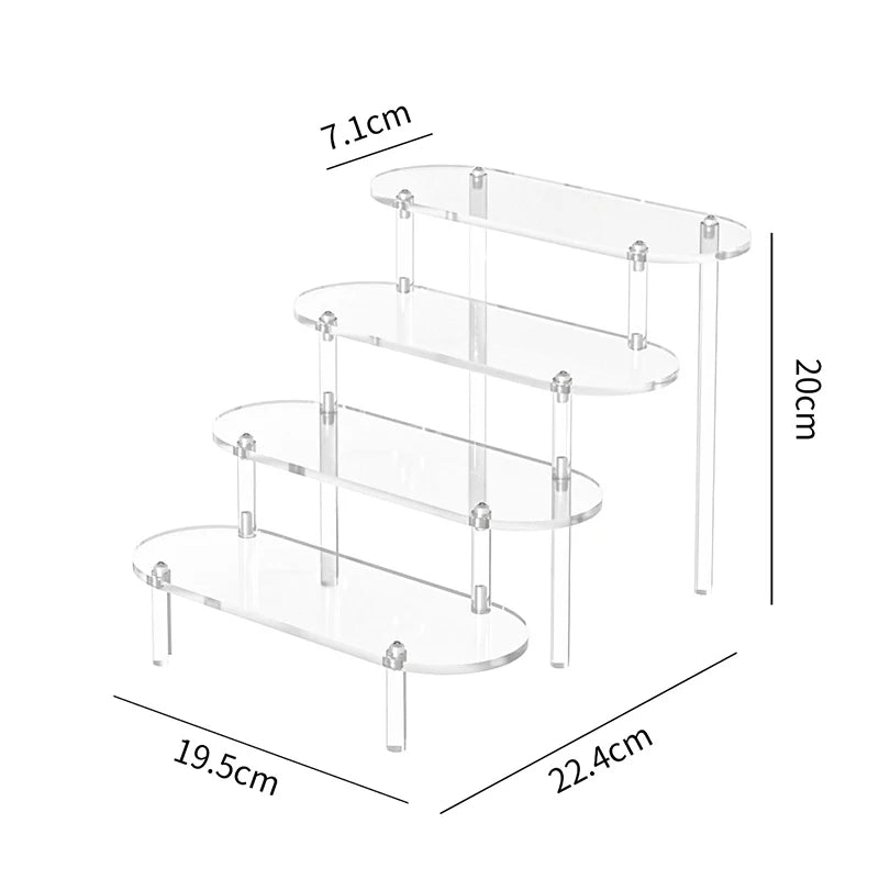 Acrylic Display Stand Rounded Corners Display Shelf Cupcake Perfume Jewelry Organizer Transparent Shelves Storage Organization