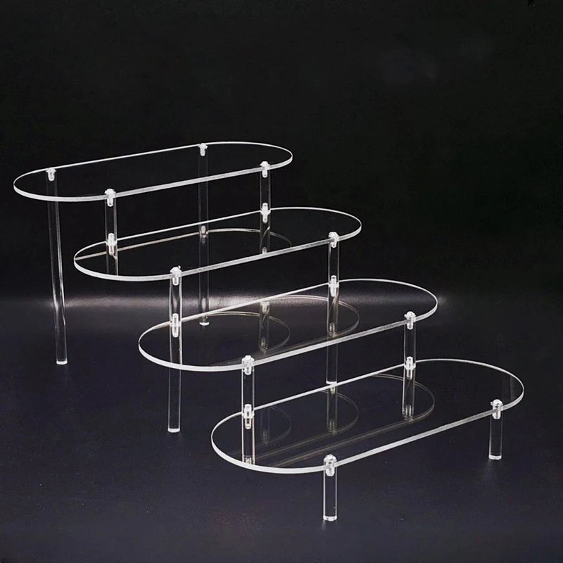 Acrylic Display Stand Rounded Corners Display Shelf Cupcake Perfume Jewelry Organizer Transparent Shelves Storage Organization