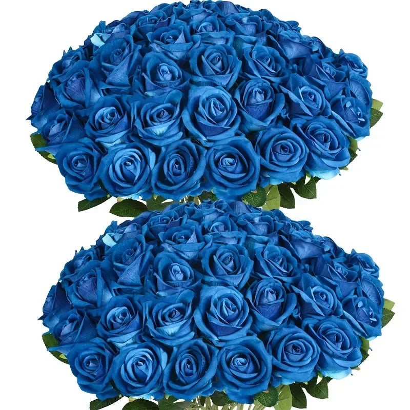 50 Pcs Velvet Rose Artificial Rose Flowers Real Touch Fake Roses Florals for Valentine's DIY Wedding Bouquet Party Home Decor