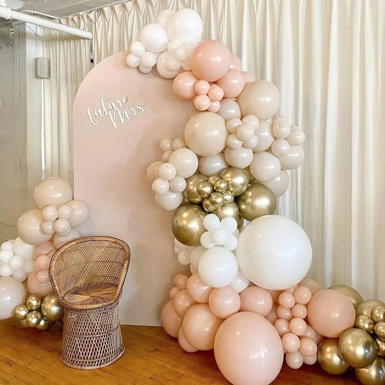 40Pcs Boho Pink Sand White Latex Balloons 10inch Metal Chrome Gold Balloons for Birthday Wedding Baby Shower Party Decor Globos