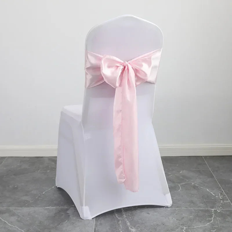 Satin Sash Bow Tie Self-Tie Wedding Decoration Chair - Shiny Look Luxury for Birthday Party Festival Hotel Holiday Dining Room
