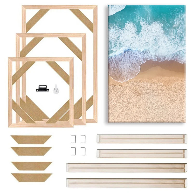 Various Sizes Canvas Frame Wooden Frames Natural Wooden Photo Oil Painting Canvas Diamond Painting Frames Canvas Wood Wall Frame