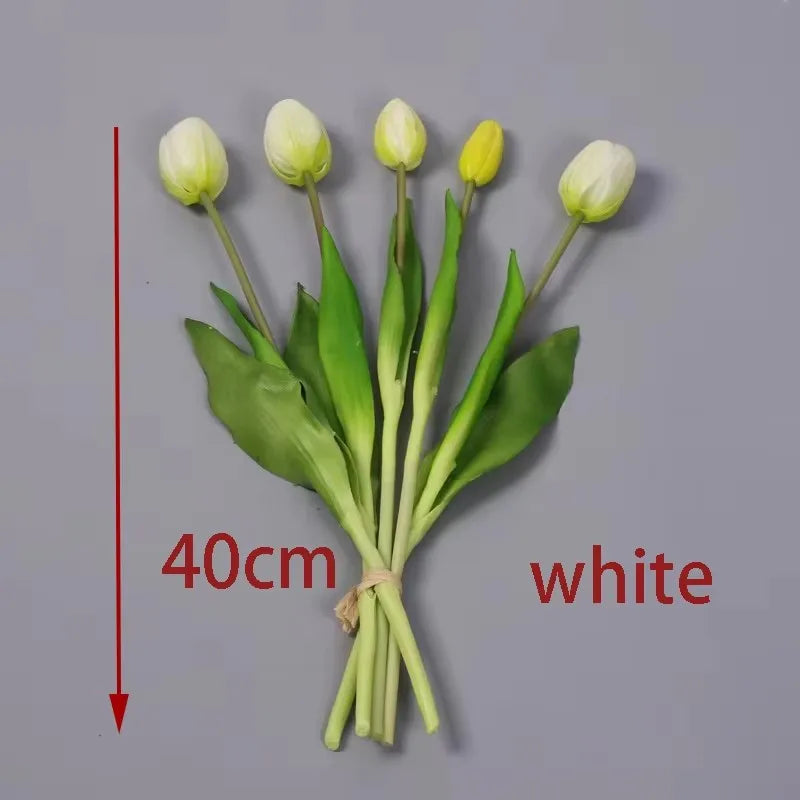 5pcs/Bouquet New Silicone Tulip Artificial Flower 40cm Real Touch Fake Plant B For Wedding Decoration Home Garen Acceeeories