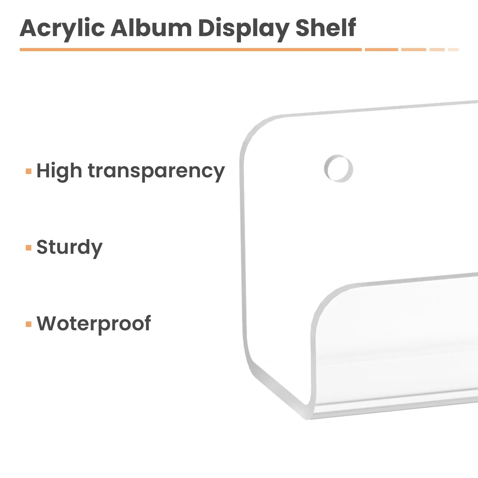 Upsimples 6 Pack CD Display Wall Mount Shelves 4" Vinyl Holder Record Storage Acrylic Floating Shelves Wall Decor Kids Books