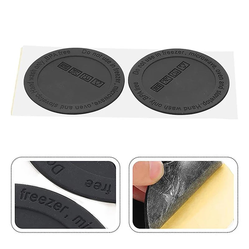 4Pcs Round Black Rubber Coaster Pad Self Adhesive Cup Bottom Stickers Non-slip Anti-scald Tumbler Cup Protective Pads