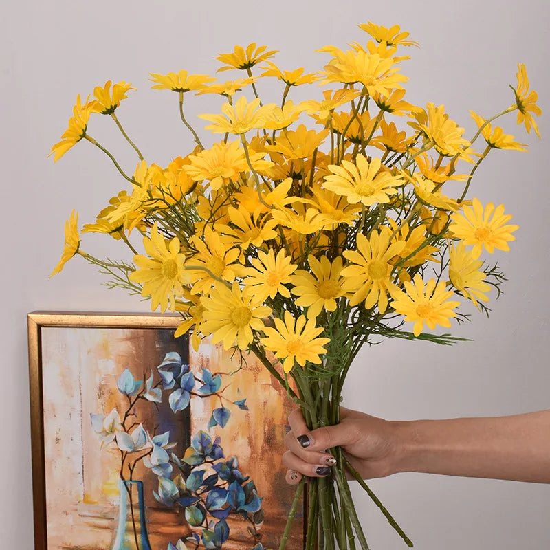 3/5/10Pcs Artificial White Daisy Flower Bouquet DIY Vase Home Garden Living Room Decoration Wedding Party Silk Fake Flowers