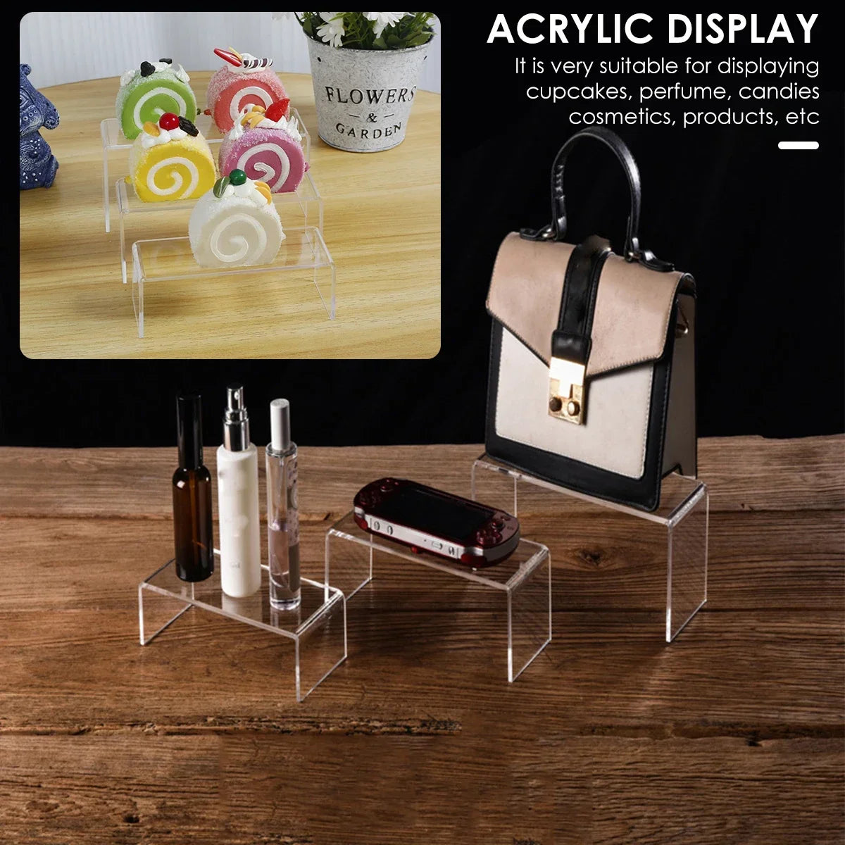 3/6/9/12Pcs Acrylic Display Stand Multifunctional Transparently Mini Model Storage Rack for Perfume Doll Jewelry Decor Organzier