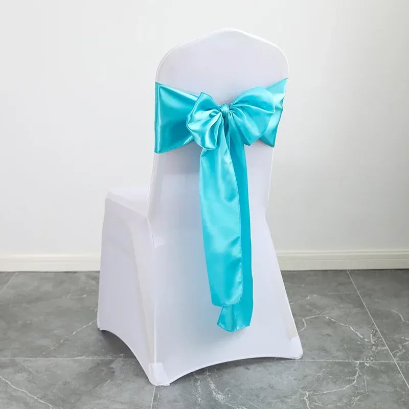 Satin Sash Bow Tie Self-Tie Wedding Decoration Chair - Shiny Look Luxury for Birthday Party Festival Hotel Holiday Dining Room
