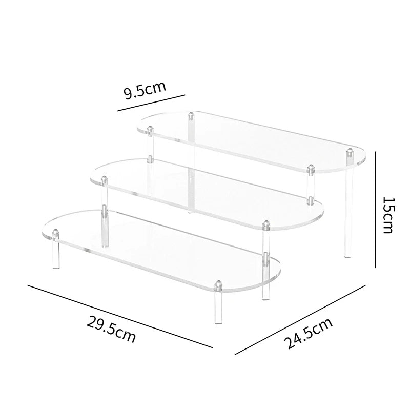Acrylic Display Stand Rounded Corners Display Shelf Cupcake Perfume Jewelry Organizer Transparent Shelves Storage Organization
