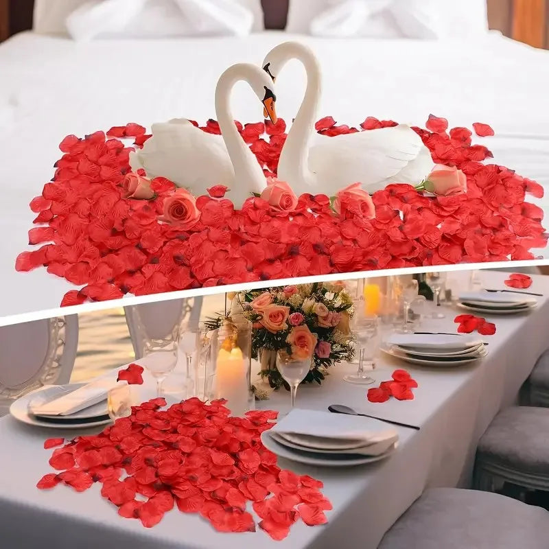 1000pcs Rose Petals Fake Rose Petals Romantic Night Wedding Flower Decoration for Party Decor and Valentine's Day Celebration