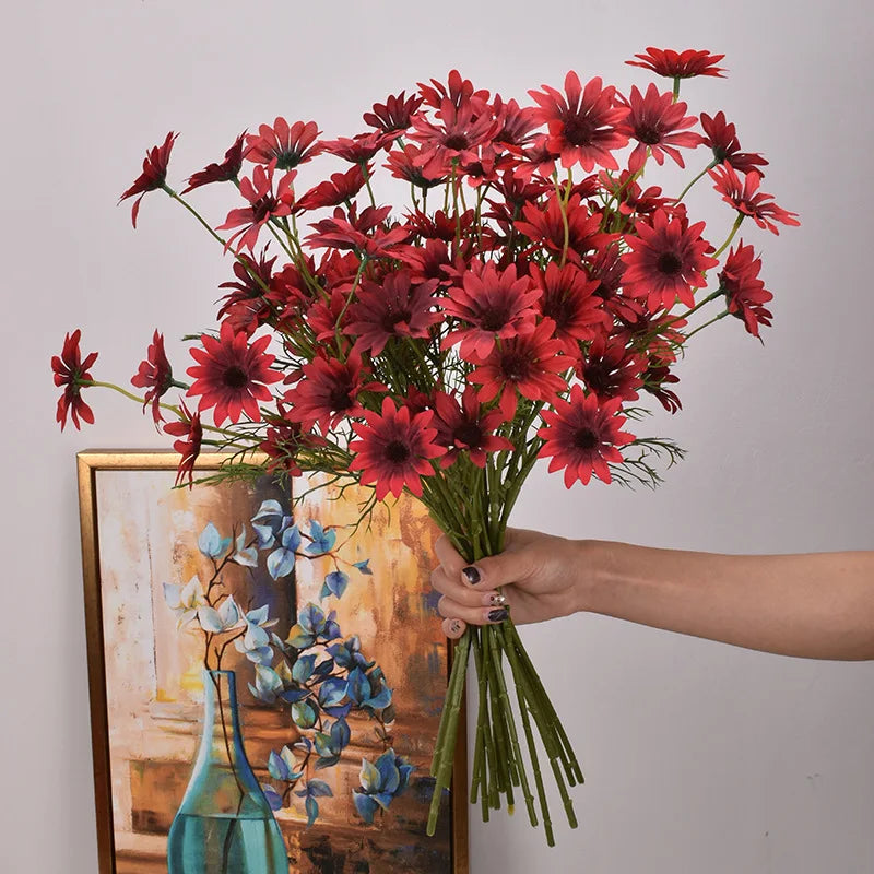 3/5/10Pcs Artificial White Daisy Flower Bouquet DIY Vase Home Garden Living Room Decoration Wedding Party Silk Fake Flowers